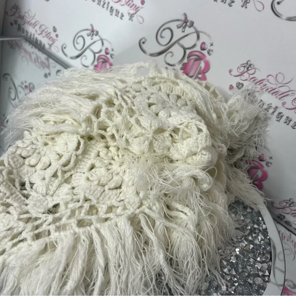 Scarf shawl knit fringe tassle Crochet Fringe Shawl